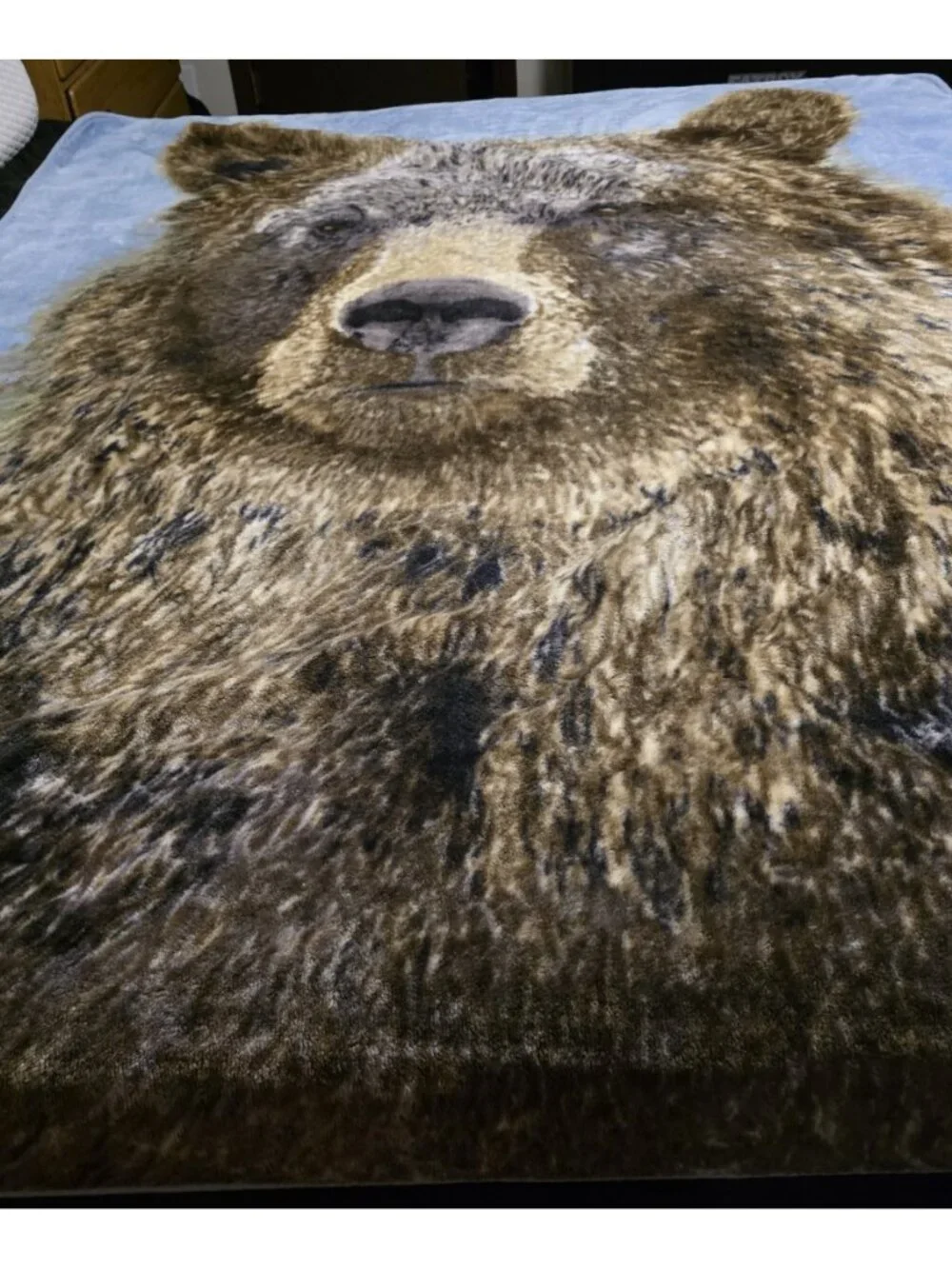 Vintage Shavel Brown Grizzly Bear Blanket Soft 79 x 60” Throw Blanket Polyester